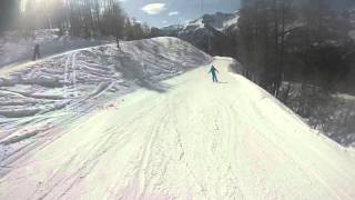 Skiing from the Top of Jafferau in Bardonecchia Italy down to the bottom in March 2016 [upl. by Samuelson]