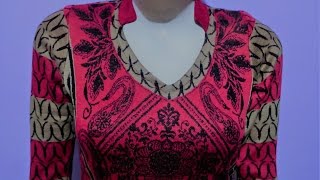 Kurti collar neck cutting and stitching  kurti cutting and stitching [upl. by Shurwood151]