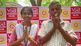 Parent review about Placements  Sangavi  CSE  VSB Engineering College [upl. by Radek]