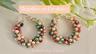 Argollas con cristales Argollas en alambrismo paso a paso [upl. by Saberhagen]