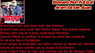 Soprano Feat REDK Avant de sen aller Lyrics 2012 [upl. by Tyrrell884]