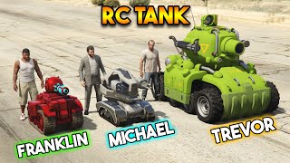 GTA 5  MAIN CHARACTERS GOT RC TANK FRANKLIN VS MICHAEL VS TREVOR [upl. by Tamma]