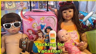 Packing Reborn baby doll Family diaper bag and suitcase for Vacation 🏖️ [upl. by Mercuri]