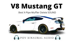 Best V8 Mustang Sound on Video 4K  X Pipe  Muffler delete  POV Binaural Audio [upl. by Dlnaod407]