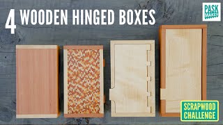 4 Wooden Hinged Boxes Pt2  Scrapwood Challenge ep42 [upl. by Suh]