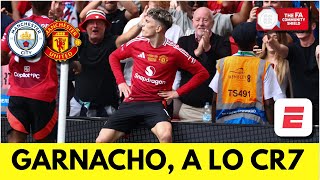 GOL DE GARNACHO para el 10 del MANCHESTER UNITED vs MAN CITY de GUARDIOLA  Community Shield [upl. by Bocock]