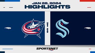 NHL Highlights  Blue Jackets vs Kraken  January 28 2024 [upl. by Anahsal]