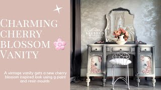 How to Transform a Vintage Vanity with Paint and Moulds Cherry Blossom Makeover [upl. by Arraik]