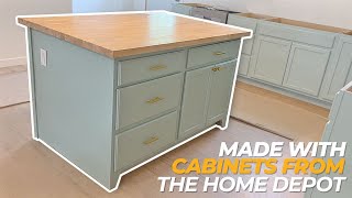 Making A Kitchen Island Out Of Home Depot Cabinets  High End amp Low Cost [upl. by Idahs]