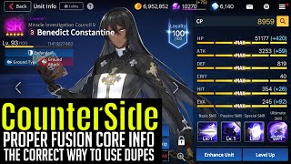 CounterSide  Proper Fusion Core InfoAfter LVL 100 What To Do With Dupes GuideKR Summons Shocker [upl. by Suollecram]