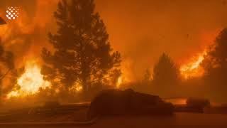 Dramatic heartracing footage as firefighters escape incineration during California wildfire [upl. by Elwina]