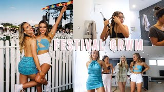 Our first Festival GRWM in over a year shopping haul makeup hair  Mescia Twins [upl. by Kinch]