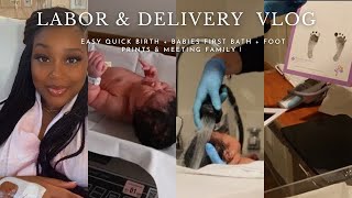 LABOR amp DELIVERY VLOG  INDUCED AT 40 weeks  BABIES FIRST BATH amp FOOTPRINTS MEETING FAMILY [upl. by Colet920]