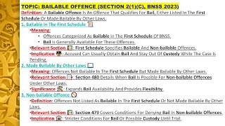 BAILABLE OFFENCE  SECTION 21C BNSS  LECT  NOTES  law llb LAWSCHOOL2021 LawsWithTwins [upl. by Prue779]