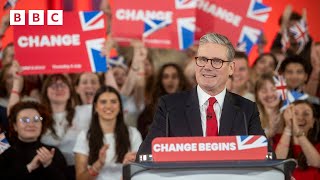 Keir Starmer reacts after Labour wins UK General Election  BBC [upl. by Ehtyaf]