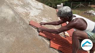 Clay Roof Tiles Laying over a Slope Roof  Terracotta Clay Roof Tiles  Home 2BHK  tiles [upl. by Leoline]