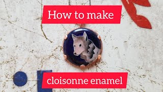 How to make a cloisonne enamel wolf pendant made out of copper fine silver wires and glass enamel [upl. by Veronike]