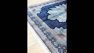 Turkish Carpet Traditional Silk Handmade Blue Oriental Rug 8x11ft [upl. by Soutor]