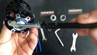 Conversione mozzi MTB Noxon Extreme da sgancio rapido a perno passante  ruota libera 10v Sram XD [upl. by Steddman]