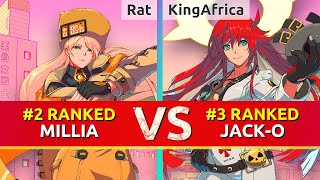 GGST ▰ Rat 2 Ranked Millia vs KingAfrica 3 Ranked JackO High Level Gameplay [upl. by Thorsten]