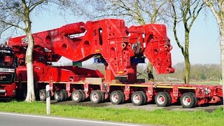 Schwertransport Umbau der 600 t Seitenträgerbrücke  Kahl Schwerlast [upl. by Kubis]