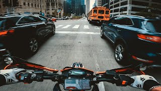 Downtown Chicago Cruise  KTM 690 SMC R  FMF 41 4K [upl. by Htbazile]