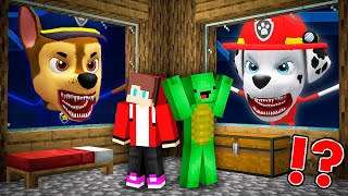 JJ and Mikey HIDE from The chase Tapes and The Marshall Tapes from paw patrol in Minecraft Maizen [upl. by Lairbag]