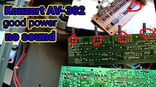 Konzert AV302 amplifier good power no sound step by step troubleshoot [upl. by Neliac69]