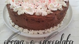 torta di compleanno crema e cioccolato  farcire e decorare una torta datta in casa [upl. by Vincents556]