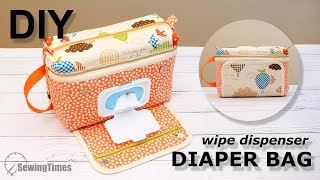 DIY Diaper Bag  How To make a Baby Bag with wipe dispenser sewingtimes [upl. by Mukund]