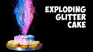 EXPLODING Glitter Gender Reveal Cake [upl. by Ahsieket991]