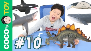 10 아빠에게 선물 받은 날 해양동물과 공룡세트 Toy gift from daddy Sea animal and dinosaurs Collecta figures [upl. by Meelak]