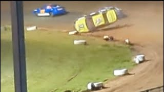 Shawano speedway 4 cylinder rollover 6124 [upl. by Kallman]