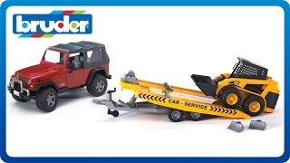 Bruder Toys JEEP Wrangler w Tow Trailer amp CAT Skid Steer 02923 [upl. by Aninaig]