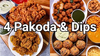 4 Must Try Vegetable Pakora amp Flavoured Dip Recipes  Street Style Veg Pakoda amp Chutney Recipes [upl. by Whitcher]