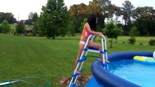 Two kids getting in pool for first time and its cold [upl. by Shifra]