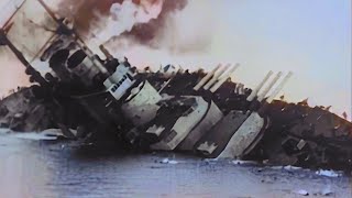 WWI Footage  Colorized amp HD Restoration — Sinking of the SMS Szent István 1918 [upl. by Ecinna]