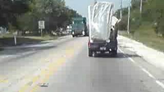 Mattress Falls off Pickup Truck [upl. by Koziel]