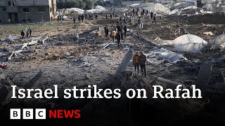 Israeli strikes kill dozens in Rafah as raid rescues two hostages  BBC News [upl. by Nirmak]