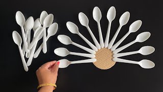 Beautiful Wall Hanging Craft Using Plastic Spoons  Paper Craft For Home Decoration  DIY Wall Decor [upl. by Dalila]