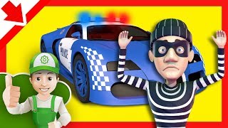 Polícia Desenhos Carro da polícia infantil Animado Polícia Máquina para crianças Carro quebrou [upl. by Odnanreh401]