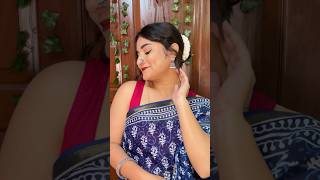 Rate the transition ✨❤️ transition makeuptips indigo saree [upl. by Yerffej]