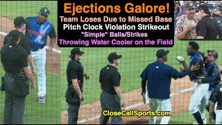 Ejections Galore from GameLosing Missed Base Touch Appeal to Pitch Clock Violation Strikeout [upl. by Mufinella]