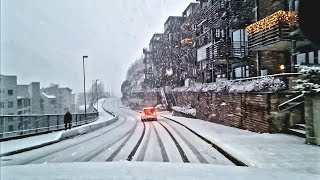 4K  Driving in Kristiansand Norway during Heavy Snow Fall [upl. by Isdnyl71]