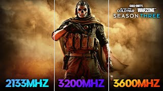 WARZONE SEASON 3  RAM SPEED COMPARISON  2133mhz VS 3200mhz vs 3600mhz  VERDANSK 1984  DLSS [upl. by Haliek]