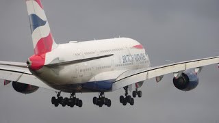 Windy Landings at Heathrow Airport plane spotting [upl. by Reifinnej]