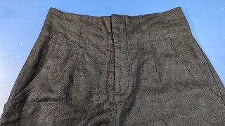 How to take in high waistband wide leg pants Clean Fixed waistband [upl. by Assirahc]