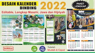 Free 4 Desain Kalender Dinding 2022 LENGKAP Masehi Jawa Hijriyah CDR amp PSD  Coreldraw Photoshop [upl. by Bundy]