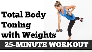 Full Body Full Length Fat Burning Workout  Total Body Toned 25 Minute Home Exercise With Dumbbells [upl. by Vevine]