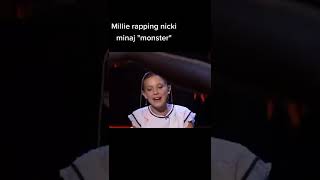 Millie Bobby Brown rapping quotmonsterquot by Nicki 😂 shorts [upl. by Anihcak253]